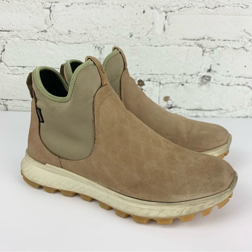 Ecco Ecostrike Chelsea Tan Nubuck Leather Pull On Boots 7
